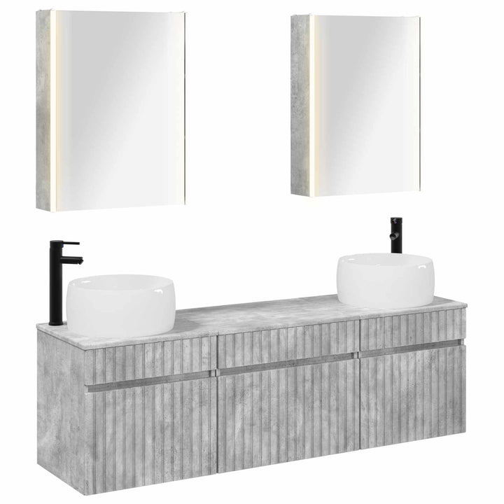 Badeværelsesskabsæt 5 pcs Betongrå 53 x 15,5 x 70 cm