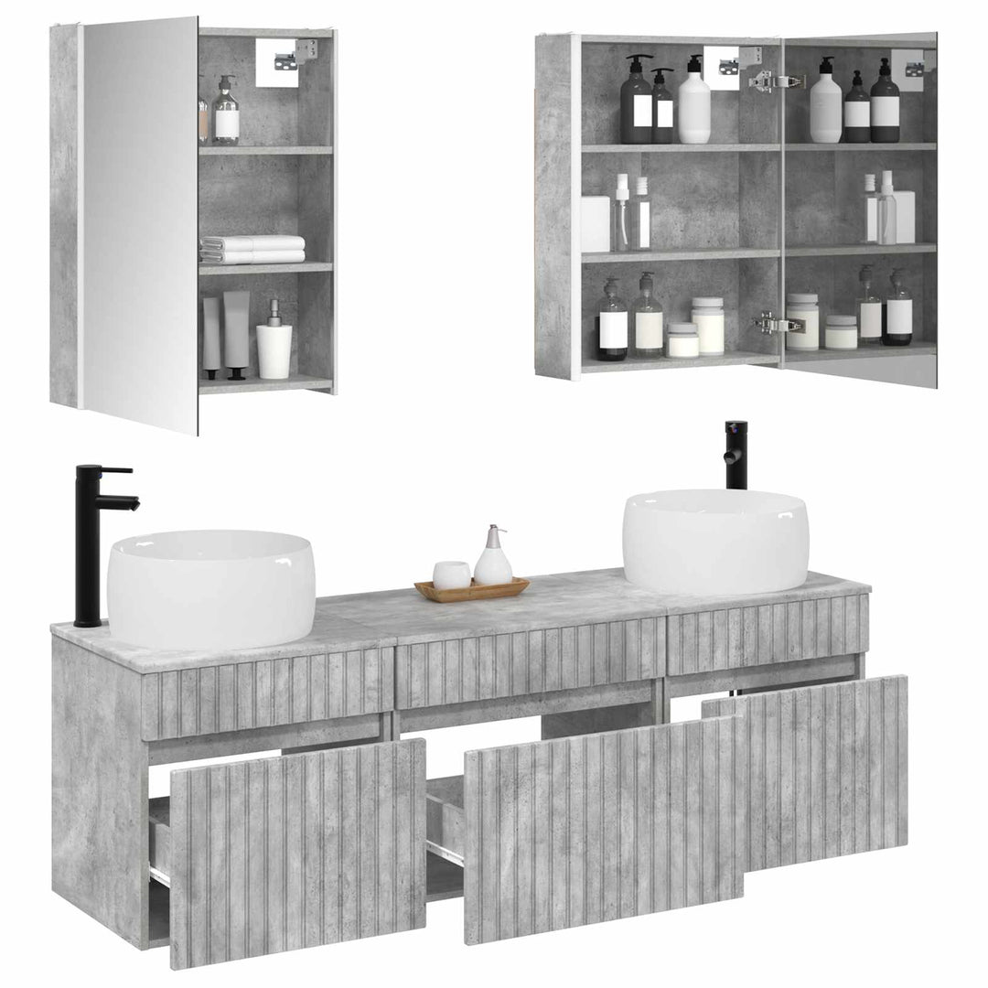 Badeværelsesskabsæt 5 pcs Betongrå 53 x 15,5 x 70 cm