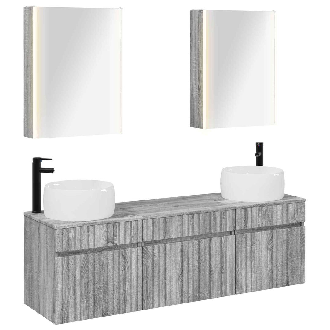 Badeværelsesskabsæt 5 pcs Grå Sonoma 53 x 15,5 x 70 cm