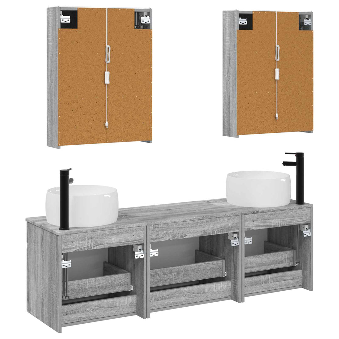 Badeværelsesskabsæt 5 pcs Grå Sonoma 53 x 15,5 x 70 cm