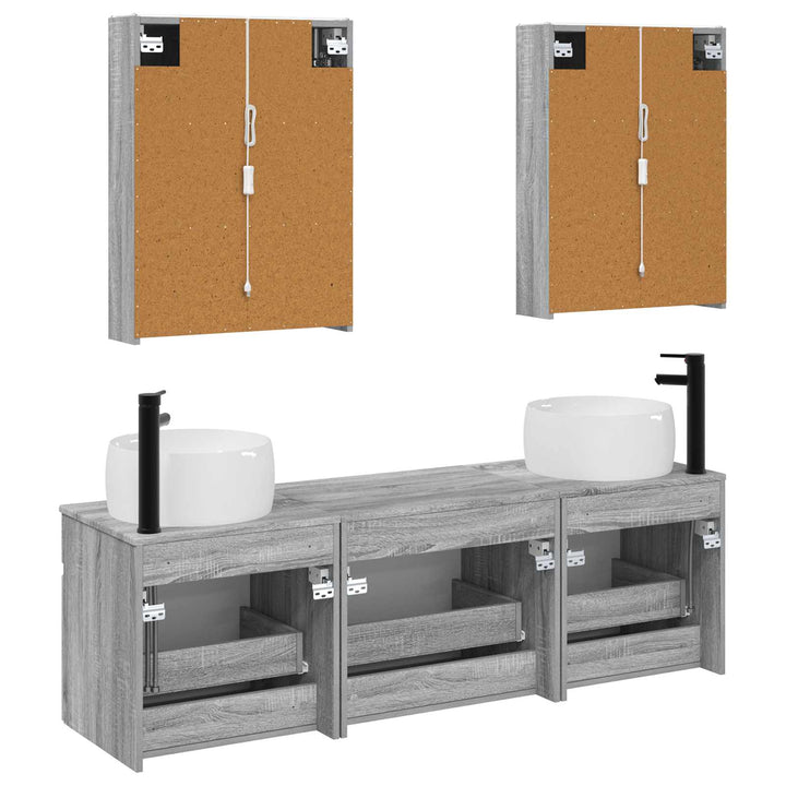 Badeværelsesskabsæt 5 pcs Grå Sonoma 53 x 15,5 x 70 cm