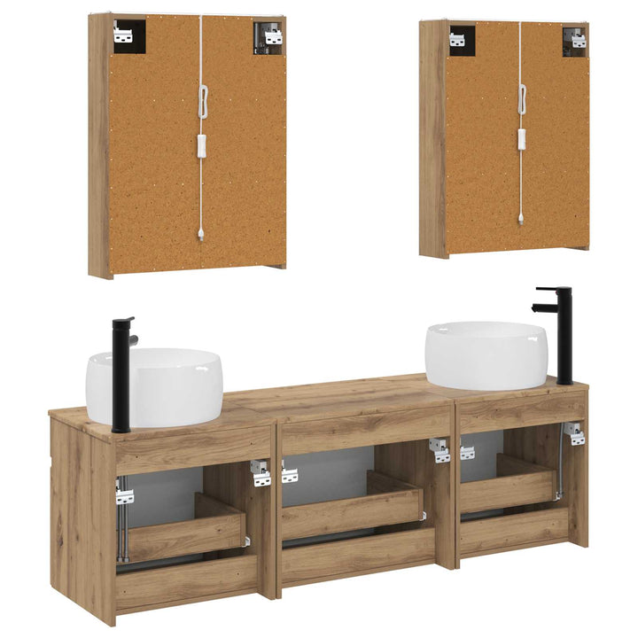 Badeværelsesskabsæt 5 pcs Artisan-eg 53 x 15,5 x 70 cm