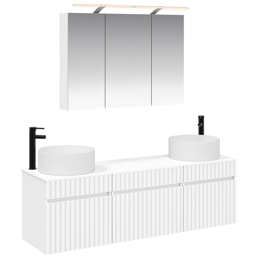 Badeværelsesskabsæt 4 pcs Hvid 100 x 14,5 x 70 cm