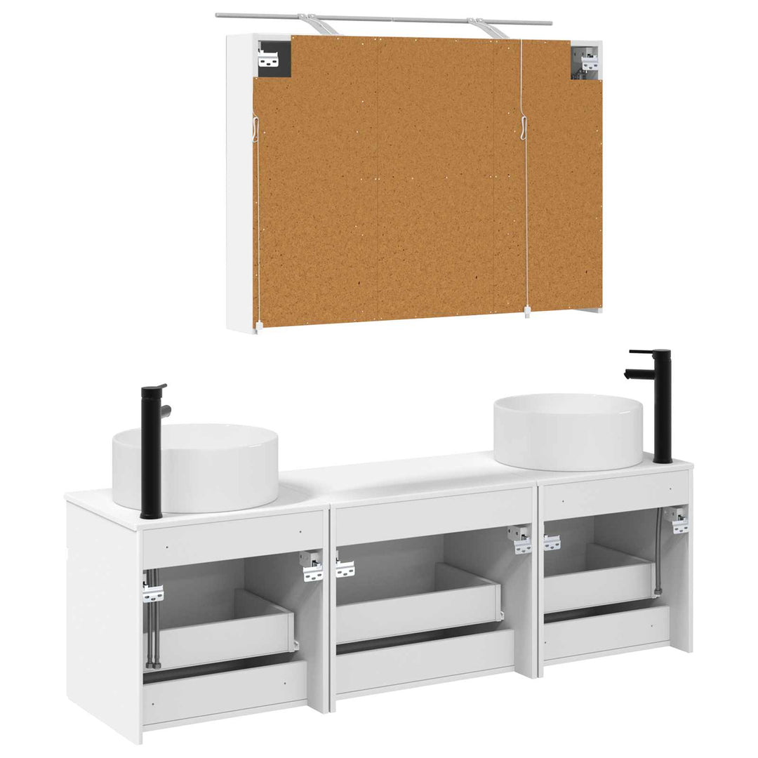 Badeværelsesskabsæt 4 pcs Hvid 100 x 14,5 x 70 cm