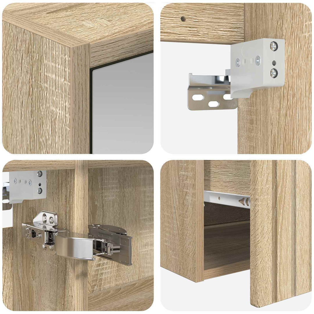 Badeværelsesskabsæt 4 pcs Sonoma-eg 100 x 14,5 x 70 cm