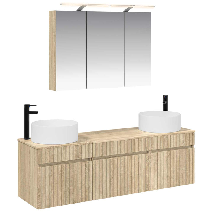 Badeværelsesskabsæt 4 pcs Sonoma-eg 100 x 14,5 x 70 cm
