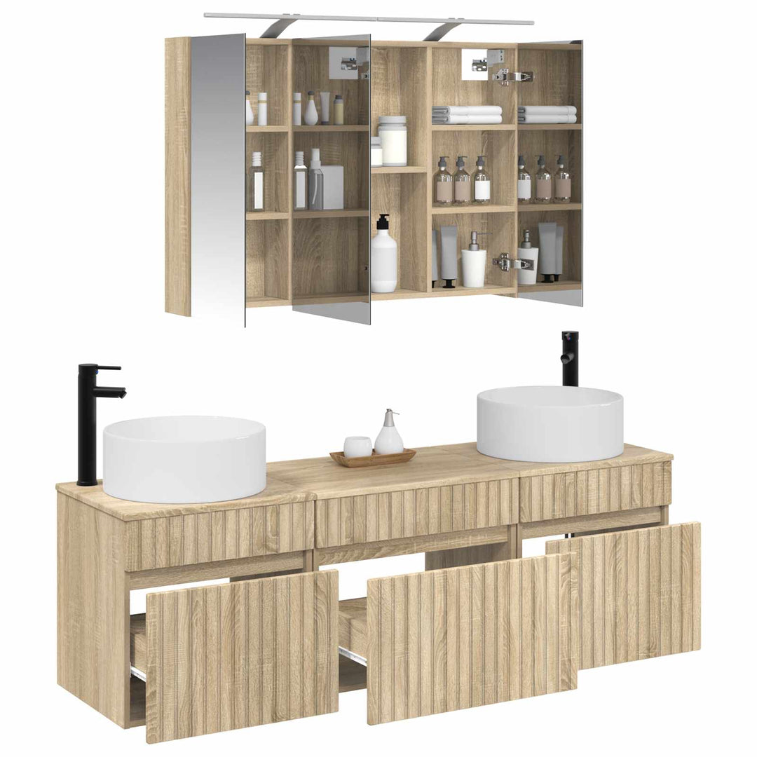 Badeværelsesskabsæt 4 pcs Sonoma-eg 100 x 14,5 x 70 cm