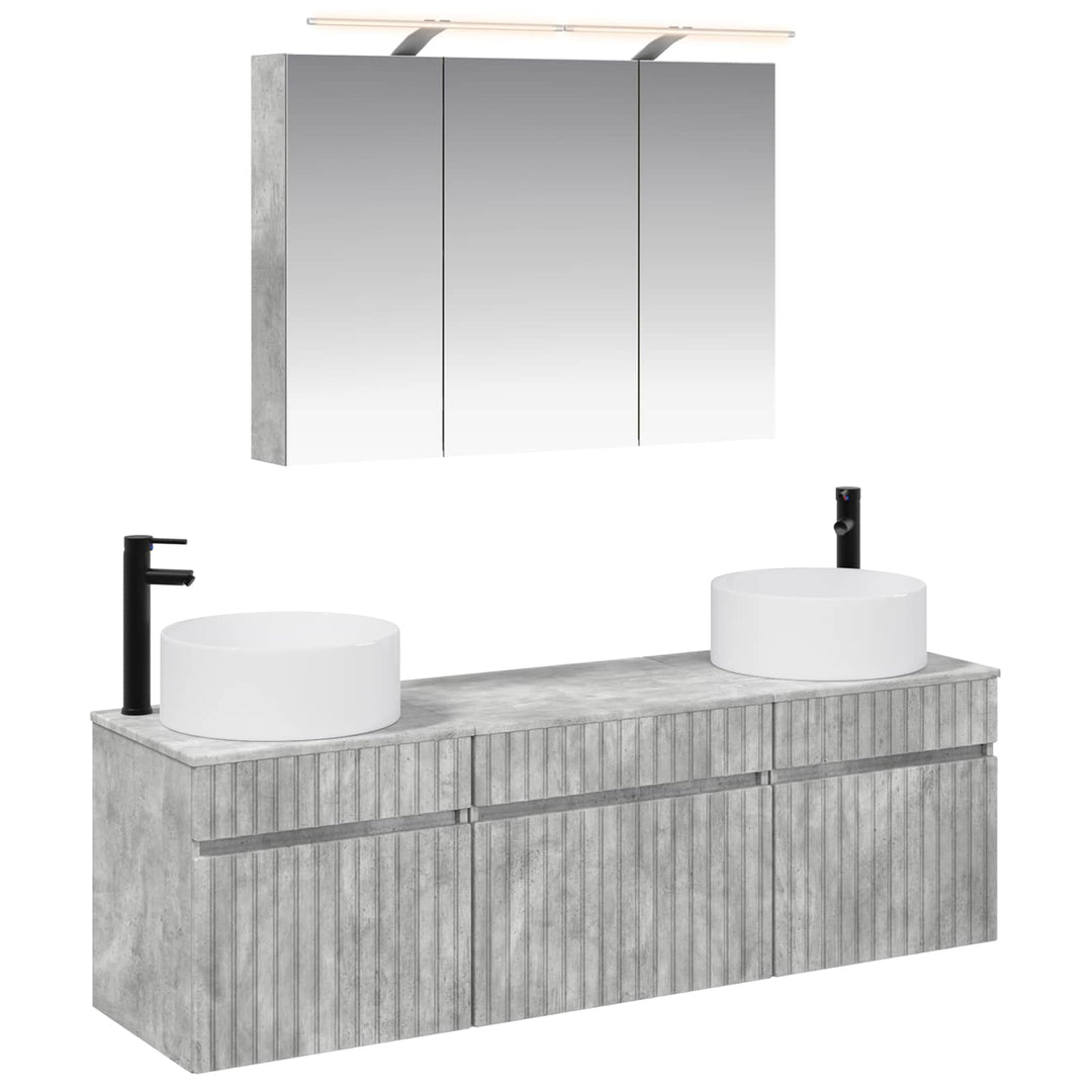 Badeværelsesskabsæt 4 pcs Betongrå 100 x 14,5 x 70 cm