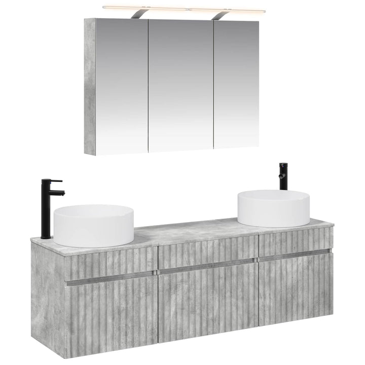 Badeværelsesskabsæt 4 pcs Betongrå 100 x 14,5 x 70 cm