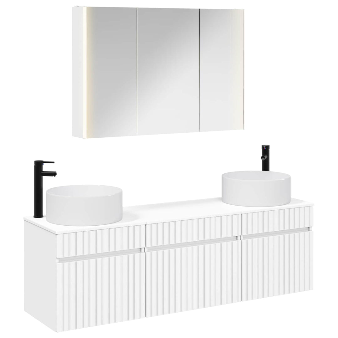 Badeværelsesskabsæt 4 pcs Hvid 103,5 x 15,5 x 70 cm