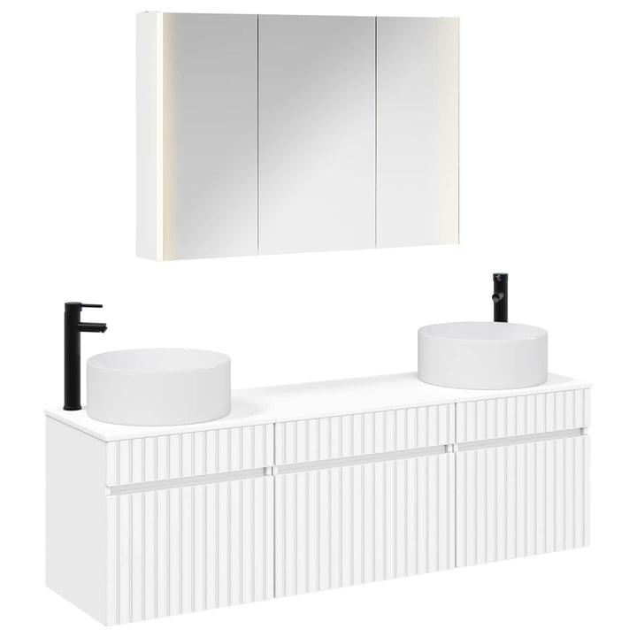 Badeværelsesskabsæt 4 pcs Hvid 103,5 x 15,5 x 70 cm