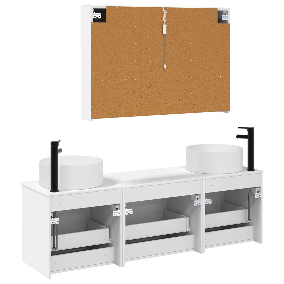 Badeværelsesskabsæt 4 pcs Hvid 103,5 x 15,5 x 70 cm