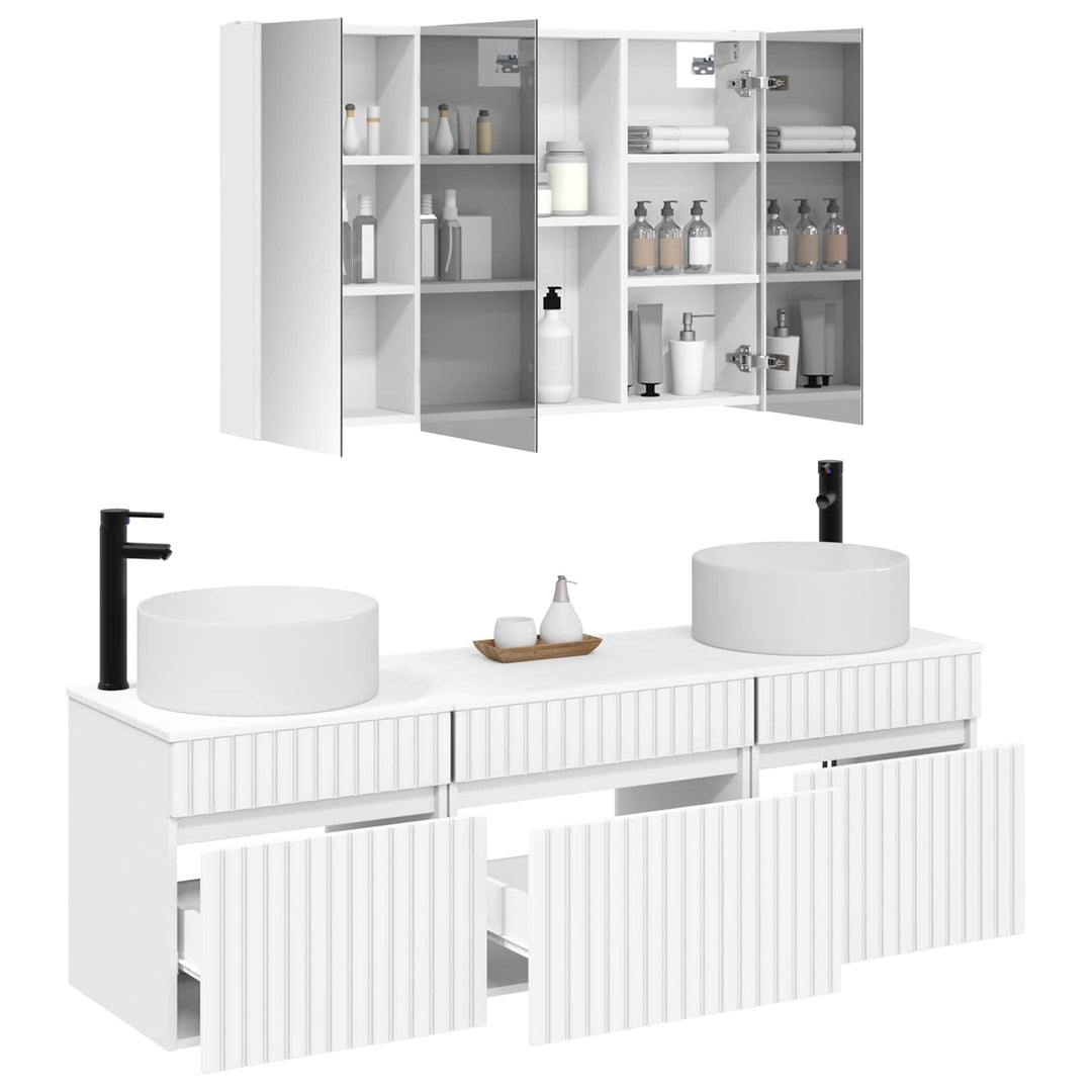 Badeværelsesskabsæt 4 pcs Hvid 103,5 x 15,5 x 70 cm