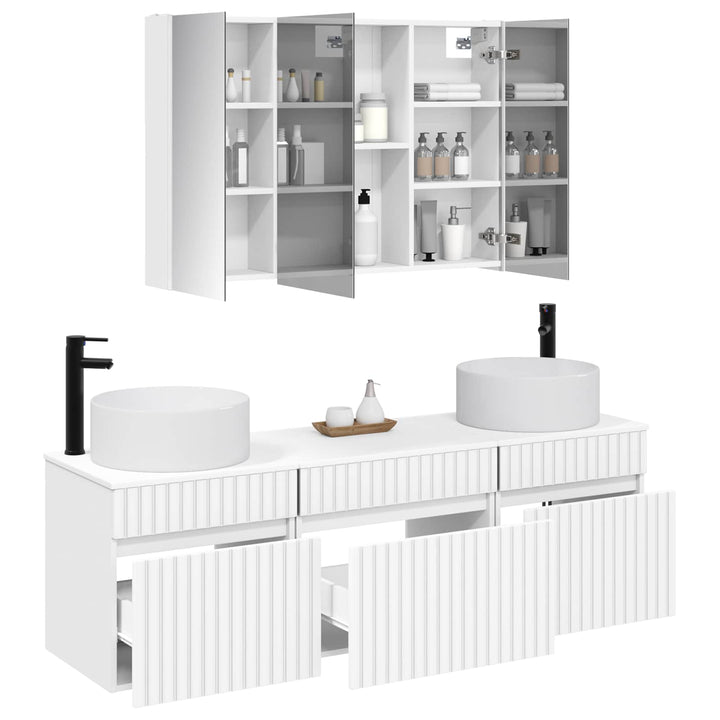 Badeværelsesskabsæt 4 pcs Hvid 103,5 x 15,5 x 70 cm