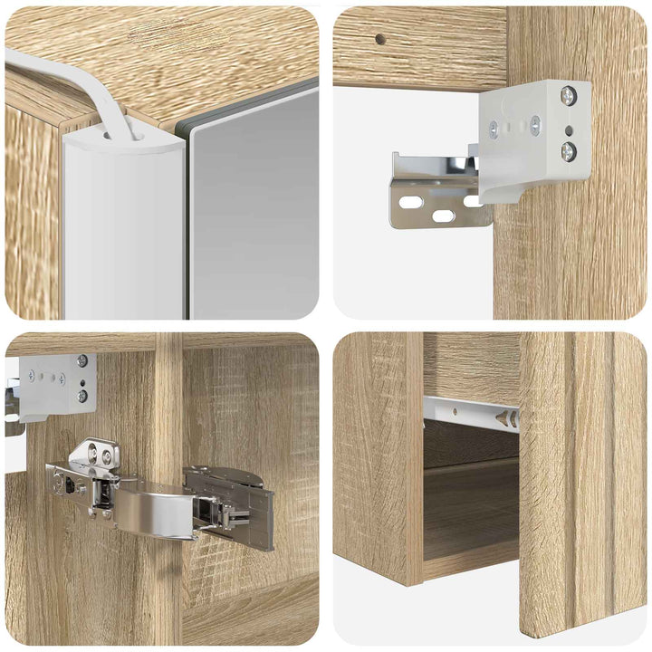 Badeværelsesskabsæt 4 pcs Sonoma-eg 103,5 x 15,5 x 70 cm