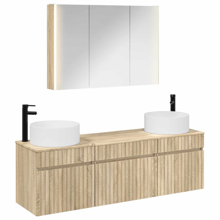 Badeværelsesskabsæt 4 pcs Sonoma-eg 103,5 x 15,5 x 70 cm
