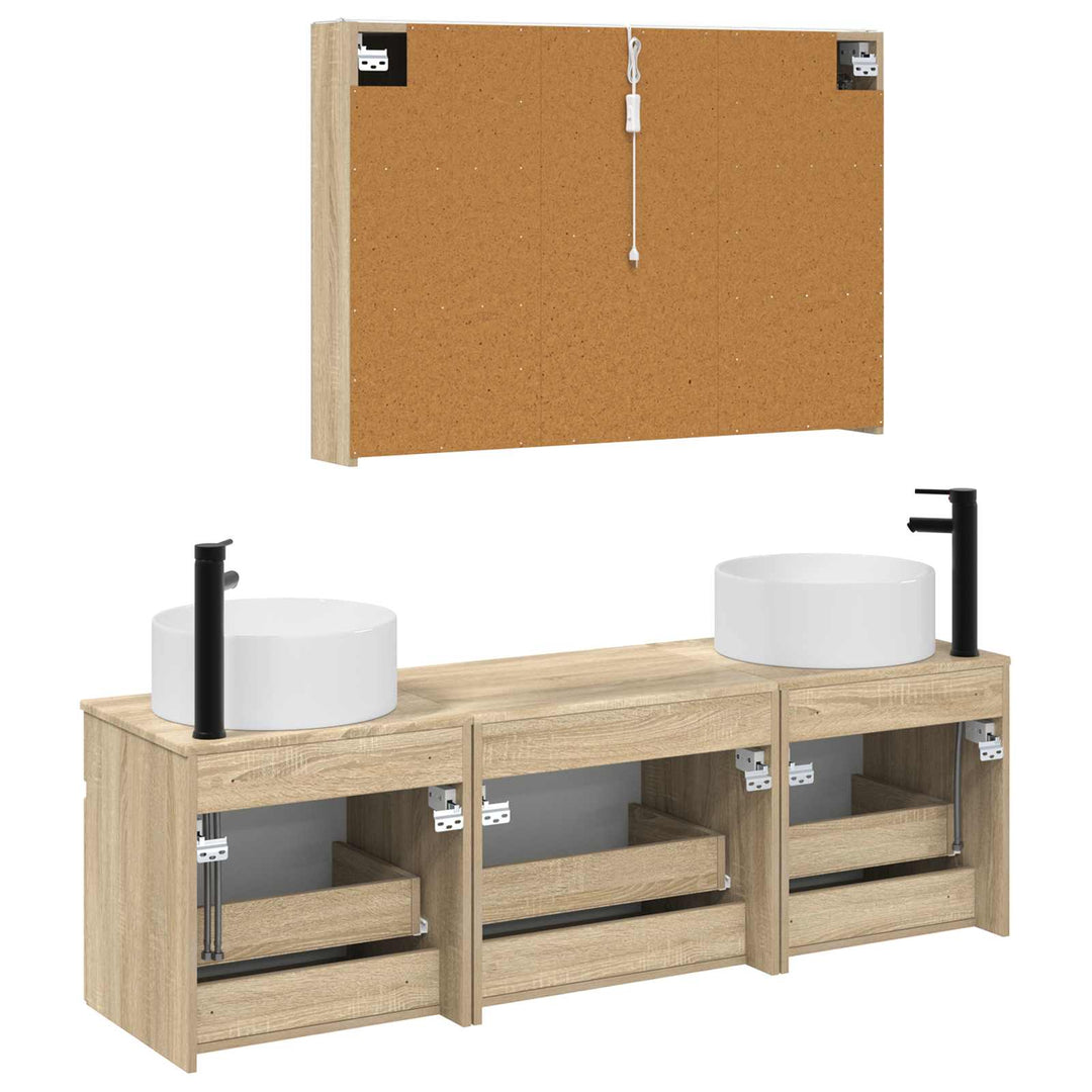 Badeværelsesskabsæt 4 pcs Sonoma-eg 103,5 x 15,5 x 70 cm