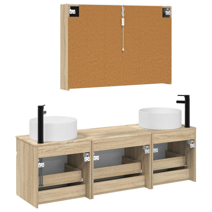 Badeværelsesskabsæt 4 pcs Sonoma-eg 103,5 x 15,5 x 70 cm