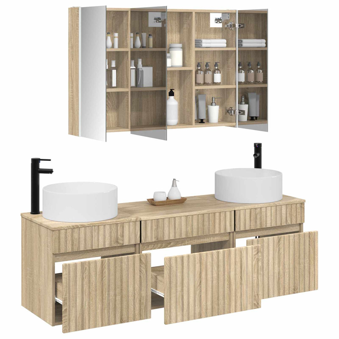 Badeværelsesskabsæt 4 pcs Sonoma-eg 103,5 x 15,5 x 70 cm