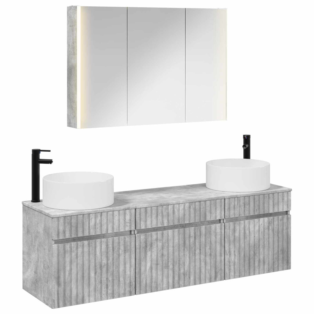 Badeværelsesskabsæt 4 pcs Betongrå 103,5 x 15,5 x 70 cm