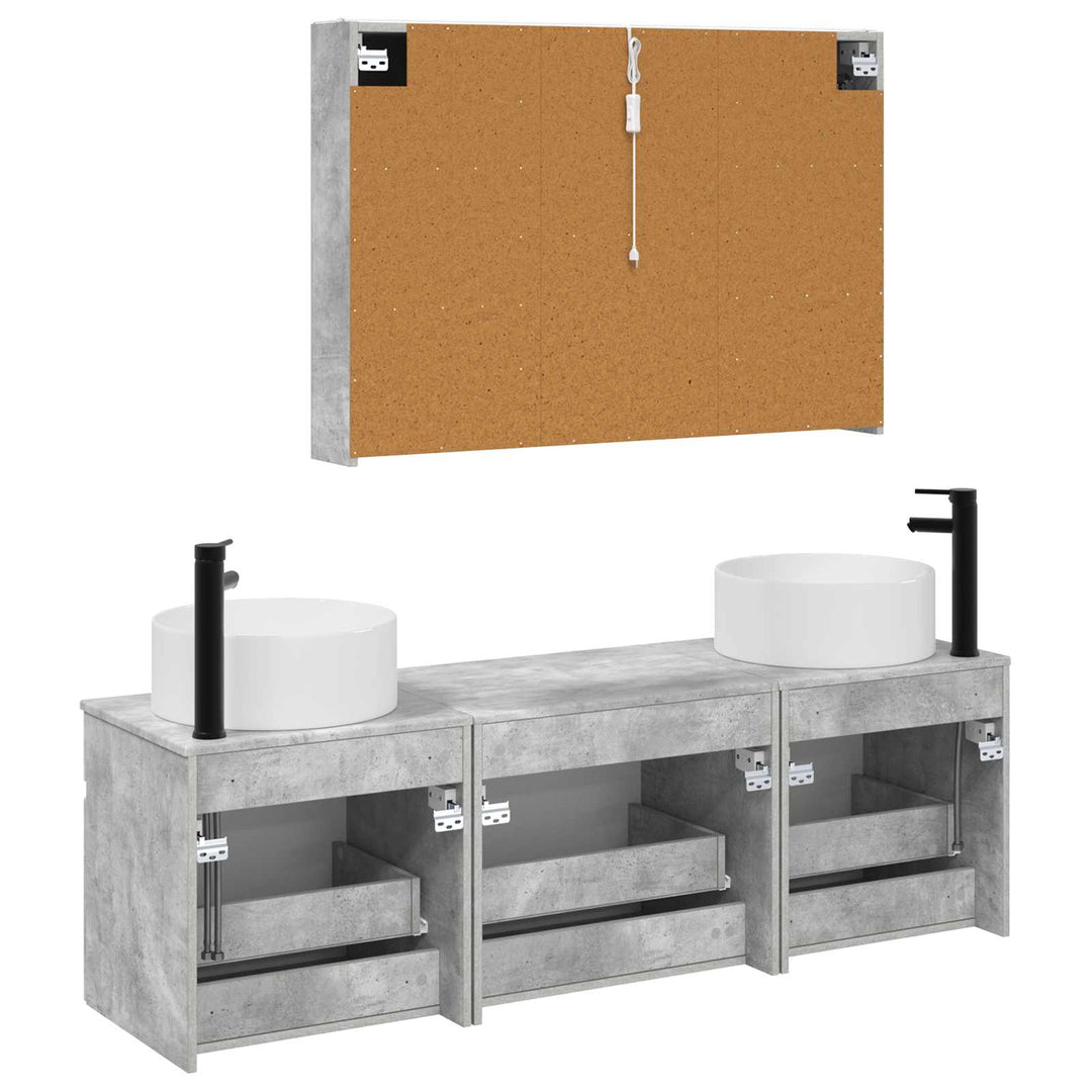 Badeværelsesskabsæt 4 pcs Betongrå 103,5 x 15,5 x 70 cm