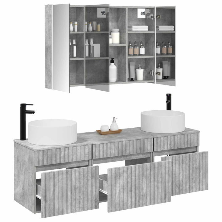 Badeværelsesskabsæt 4 pcs Betongrå 103,5 x 15,5 x 70 cm