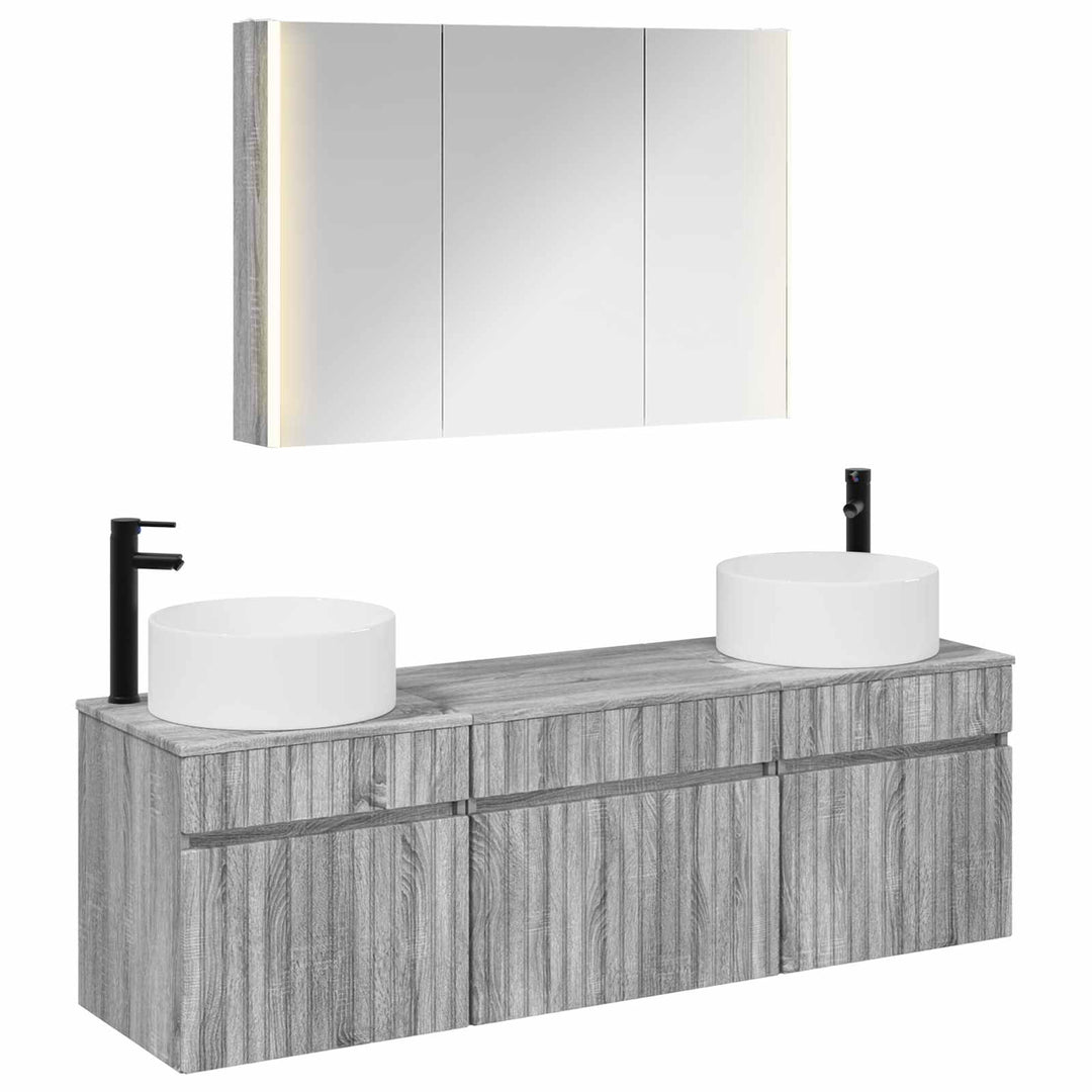 Badeværelsesskabsæt 4 pcs Grå Sonoma 103,5 x 15,5 x 70 cm