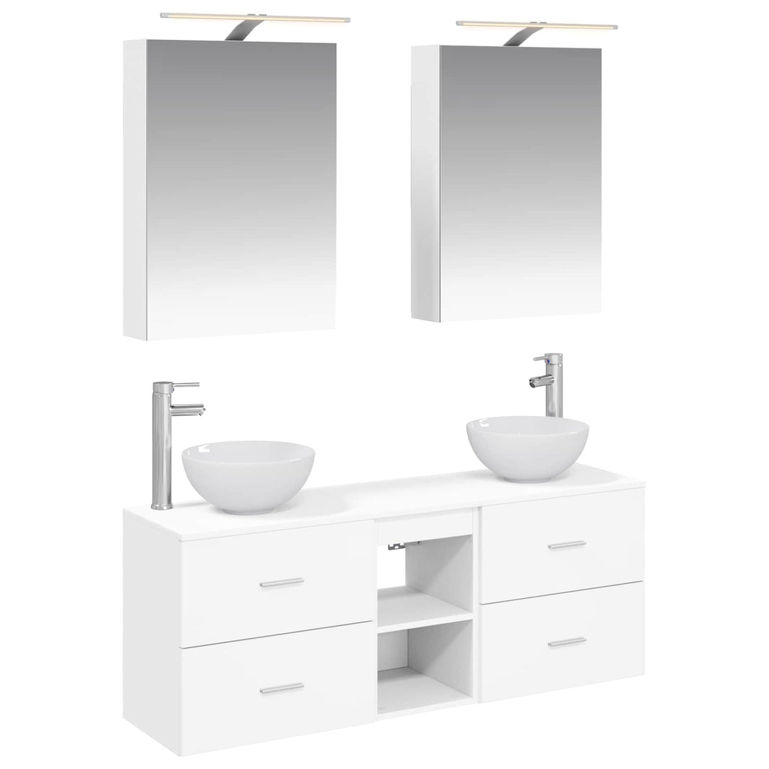 Badeværelsesskabsæt 5 pcs Hvid 50 x 14,5 x 70 cm
