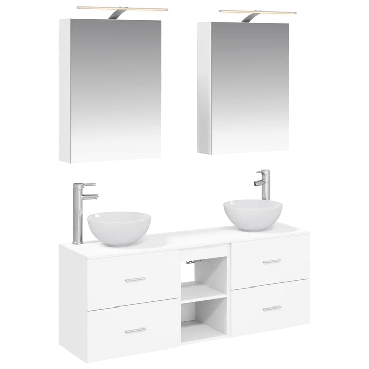 Badeværelsesskabsæt 5 pcs Hvid 50 x 14,5 x 70 cm