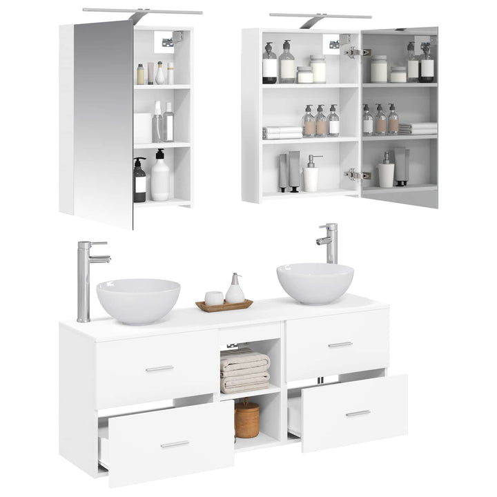 Badeværelsesskabsæt 5 pcs Hvid 50 x 14,5 x 70 cm