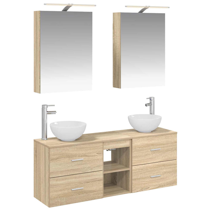 Badeværelsesskabsæt 5 pcs Sonoma-eg 50 x 14,5 x 70 cm