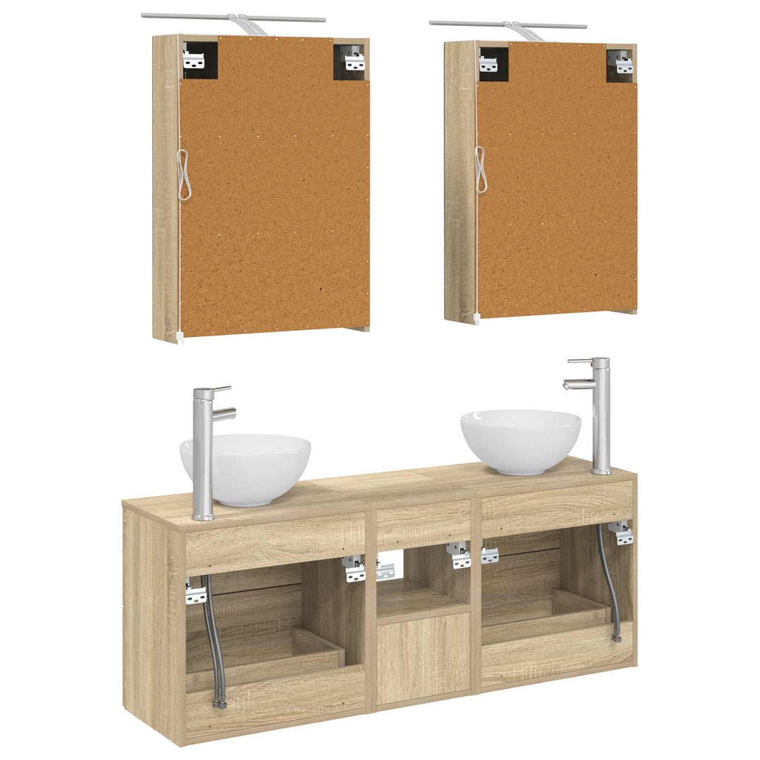 Badeværelsesskabsæt 5 pcs Sonoma-eg 50 x 14,5 x 70 cm