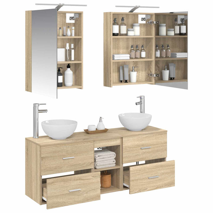 Badeværelsesskabsæt 5 pcs Sonoma-eg 50 x 14,5 x 70 cm