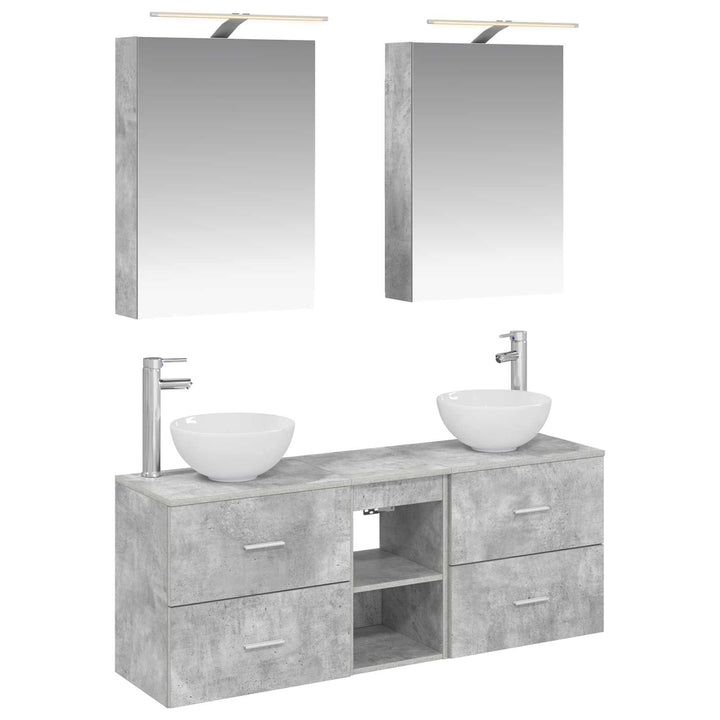 Badeværelsesskabsæt 5 pcs Betongrå 50 x 14,5 x 70 cm