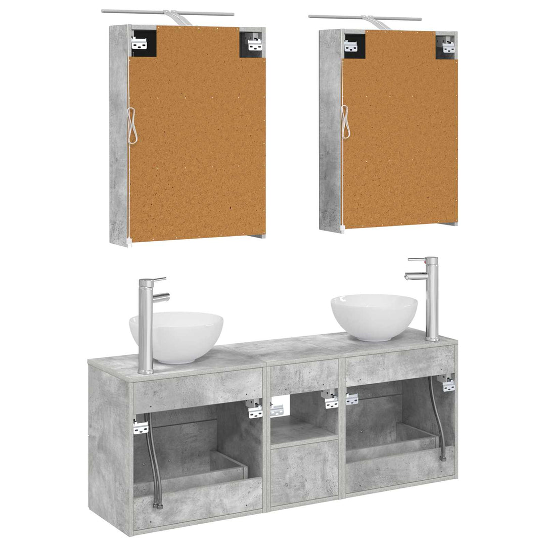 Badeværelsesskabsæt 5 pcs Betongrå 50 x 14,5 x 70 cm