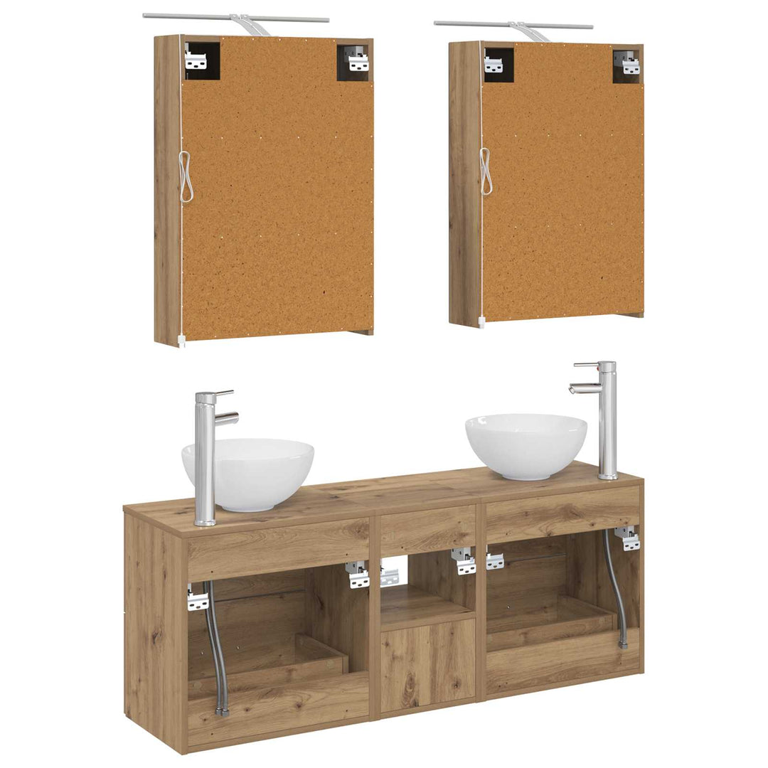 Badeværelsesskabsæt 5 pcs Artisan-eg 50 x 14,5 x 70 cm
