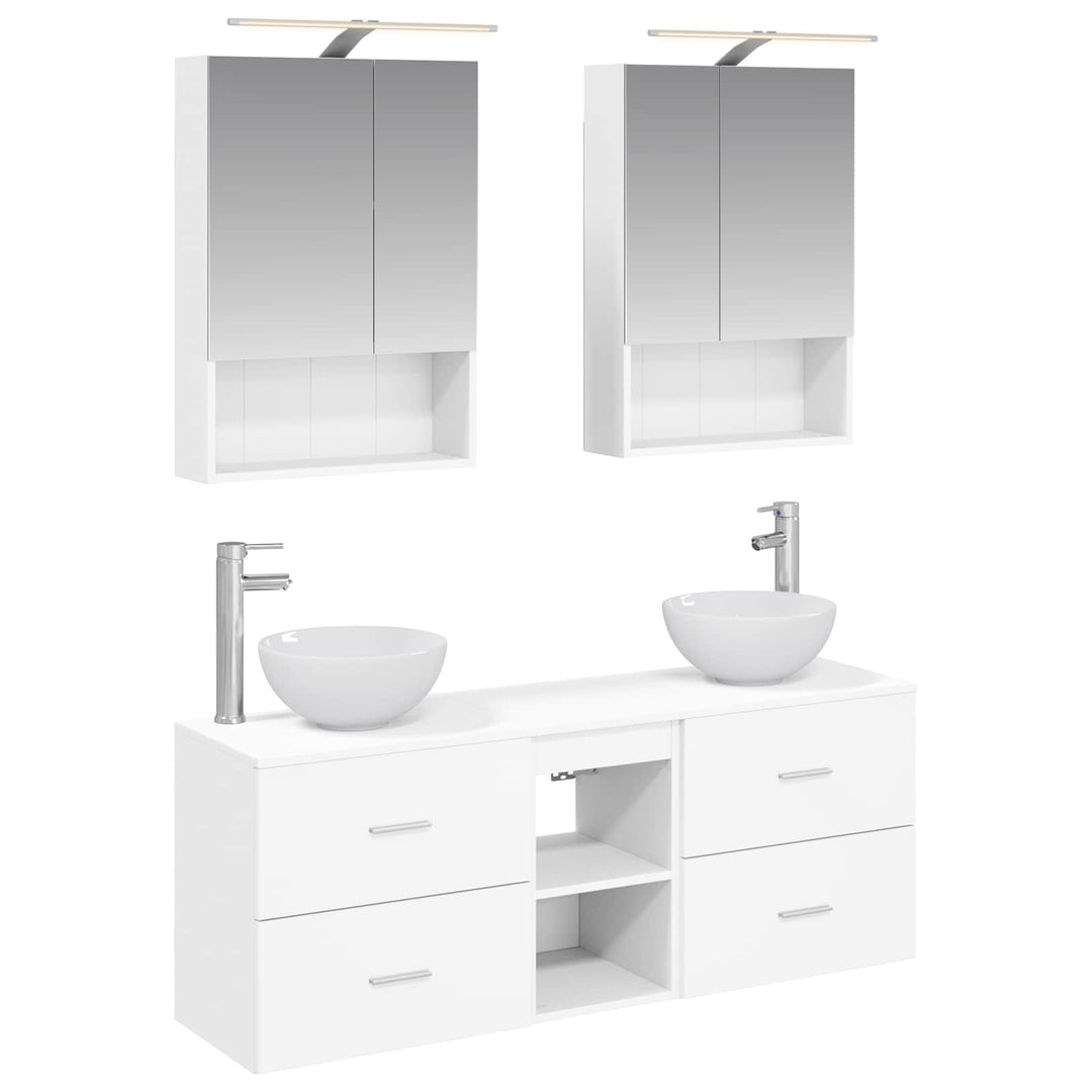 Badeværelsesskabsæt 5 pcs Hvid 50 x 14,5 x 70 cm