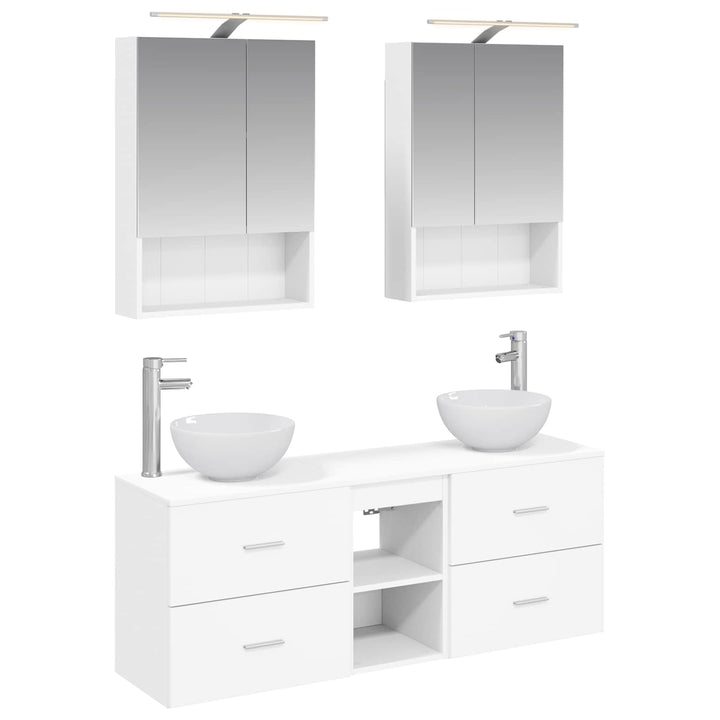 Badeværelsesskabsæt 5 pcs Hvid 50 x 14,5 x 70 cm