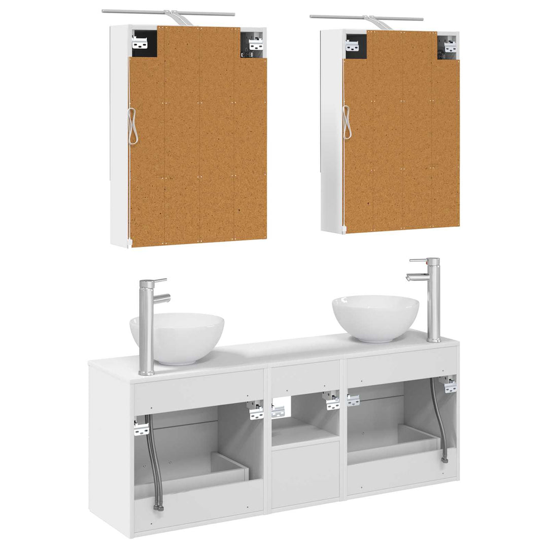 Badeværelsesskabsæt 5 pcs Hvid 50 x 14,5 x 70 cm