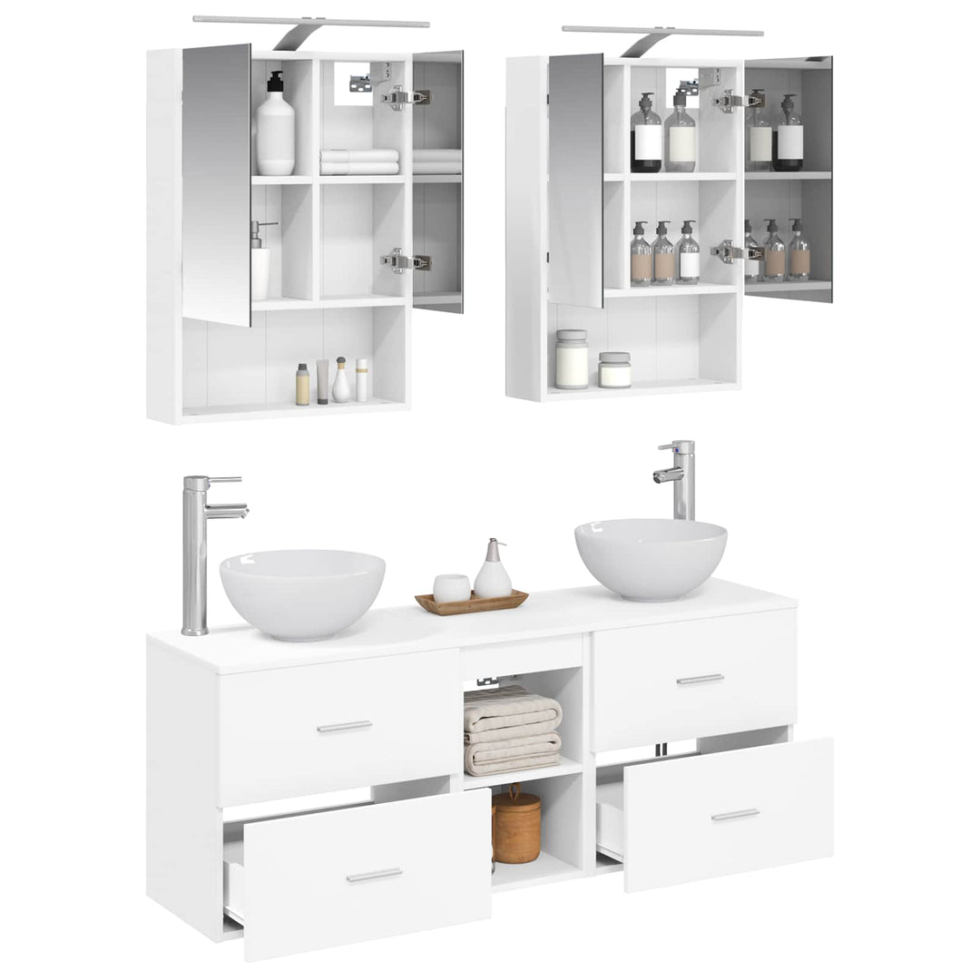 Badeværelsesskabsæt 5 pcs Hvid 50 x 14,5 x 70 cm