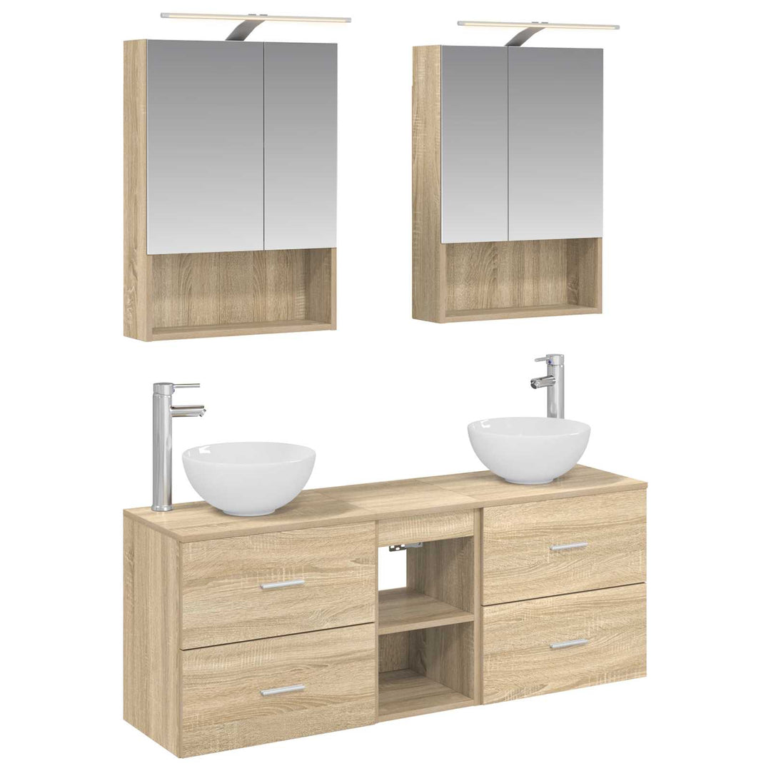 Badeværelsesskabsæt 5 pcs Sonoma-eg 50 x 14,5 x 70 cm