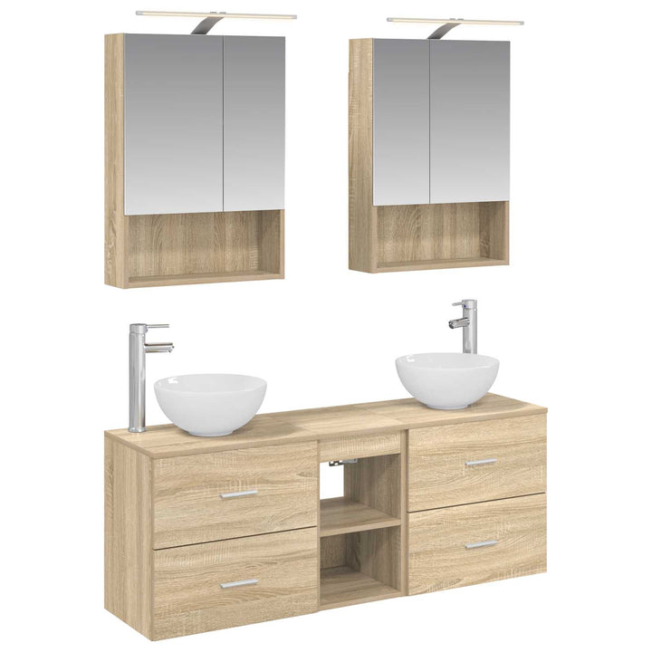 Badeværelsesskabsæt 5 pcs Sonoma-eg 50 x 14,5 x 70 cm