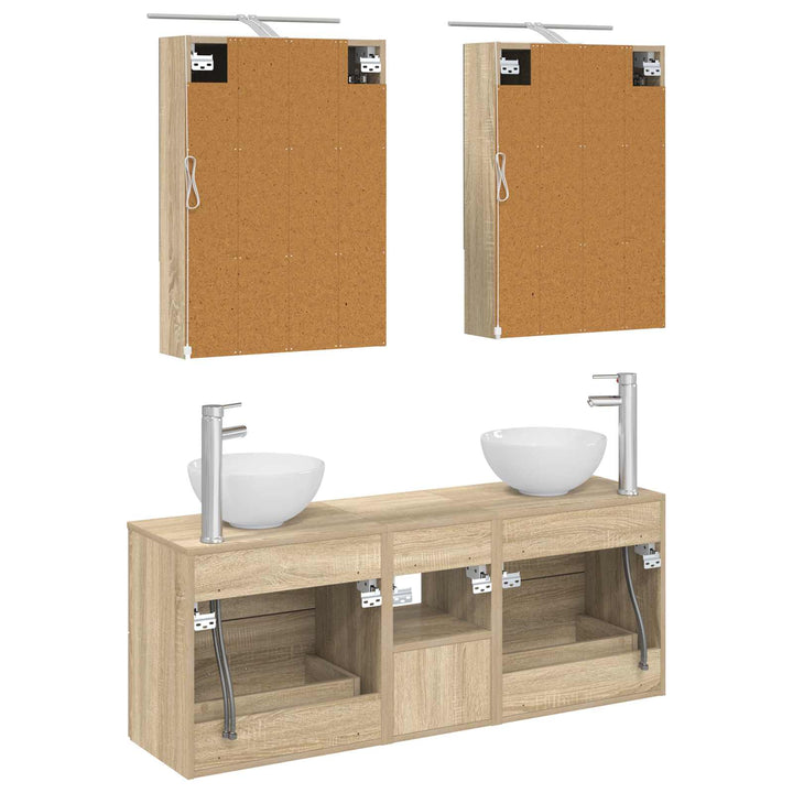 Badeværelsesskabsæt 5 pcs Sonoma-eg 50 x 14,5 x 70 cm