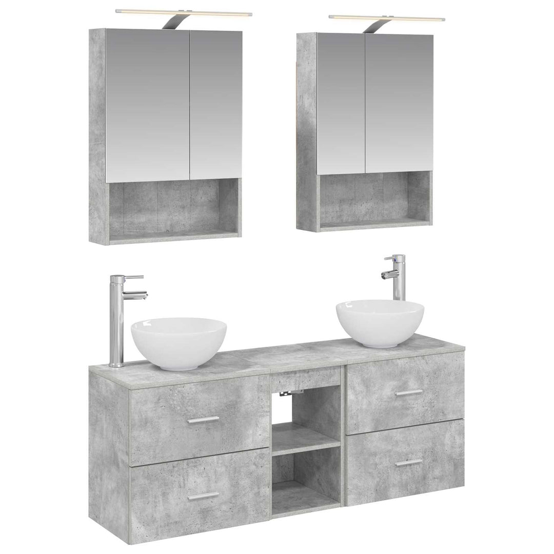 Badeværelsesskabsæt 5 pcs Betongrå 50 x 14,5 x 70 cm