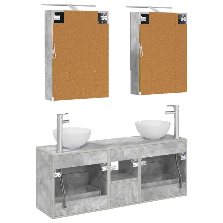 Badeværelsesskabsæt 5 pcs Betongrå 50 x 14,5 x 70 cm
