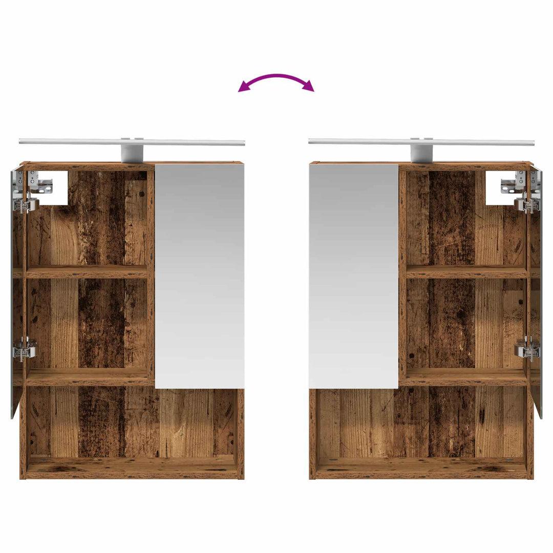 Badeværelsesskabsæt 5 pcs Gammelt træ 50 x 14,5 x 70 cm