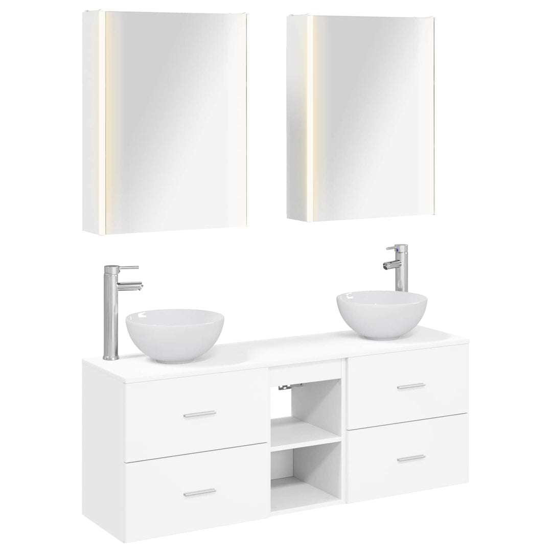Badeværelsesskabsæt 5 pcs Hvid 53 x 15,5 x 70 cm