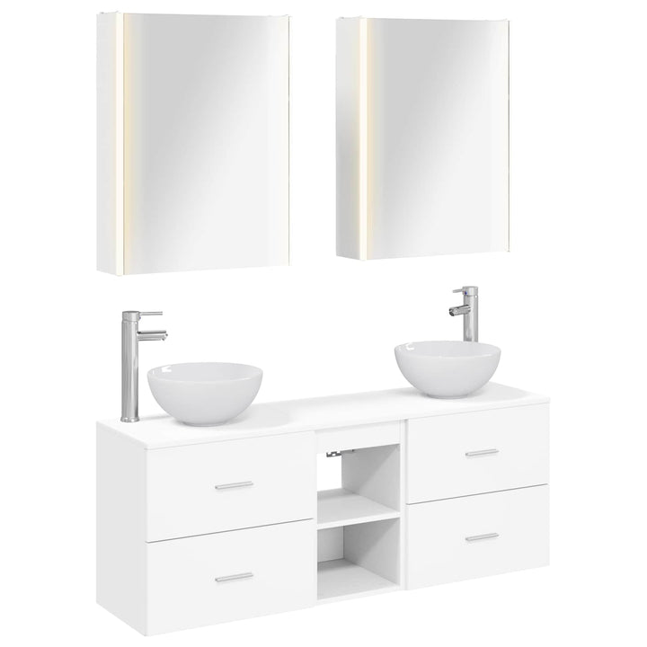 Badeværelsesskabsæt 5 pcs Hvid 53 x 15,5 x 70 cm
