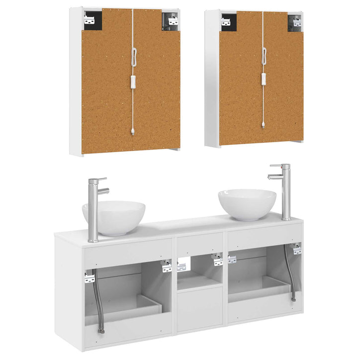 Badeværelsesskabsæt 5 pcs Hvid 53 x 15,5 x 70 cm