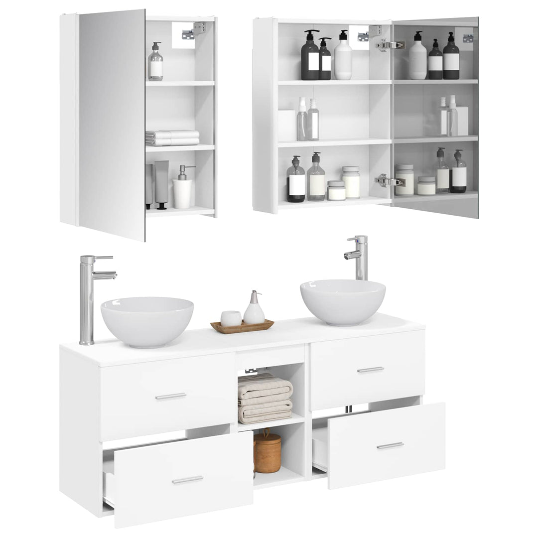 Badeværelsesskabsæt 5 pcs Hvid 53 x 15,5 x 70 cm